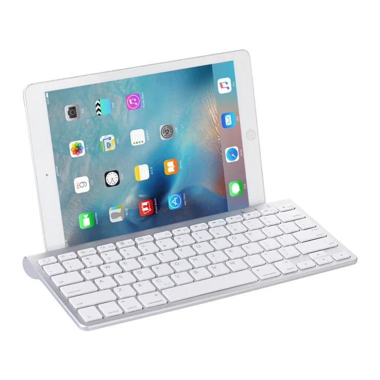 MC Saite 460BT Teclado Bluetooth Mini Ultra-fino 78 Teclas, Suporte Incorporado, Compatível com Android / iOS / Windows (Prateado)