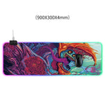 Tapete de Rato Iluminado com Padrão Monstro de Computador, Tamanho: 90 x 30 x 0,4 cm, 90 x 30 x 0,4 cm