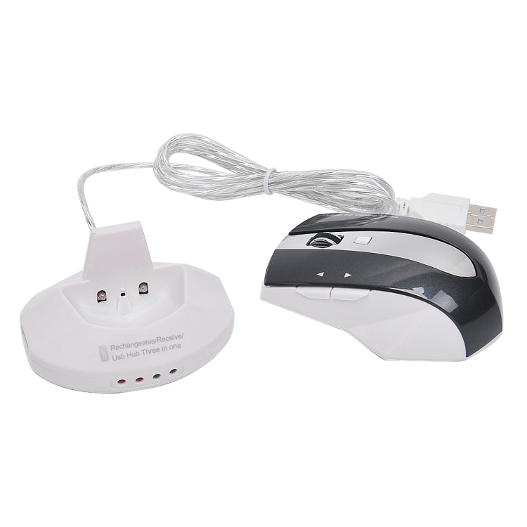 Rato Óptico Sem Fios Recarrregável MZ-011 2.4GHz 1600DPI com Função HUB, Preto, Preto Prateado, Branco + Azul Royal, Branco Pérola, Azul, Prateado