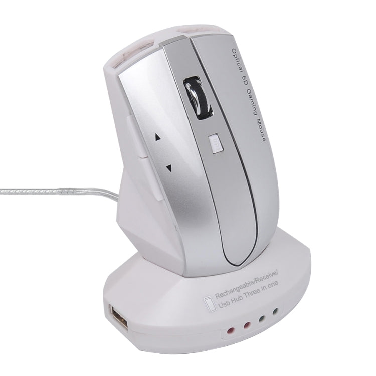 Rato Óptico Sem Fios Recarrregável MZ-011 2.4GHz 1600DPI com Função HUB, Preto, Preto Prateado, Branco + Azul Royal, Branco Pérola, Azul, Prateado