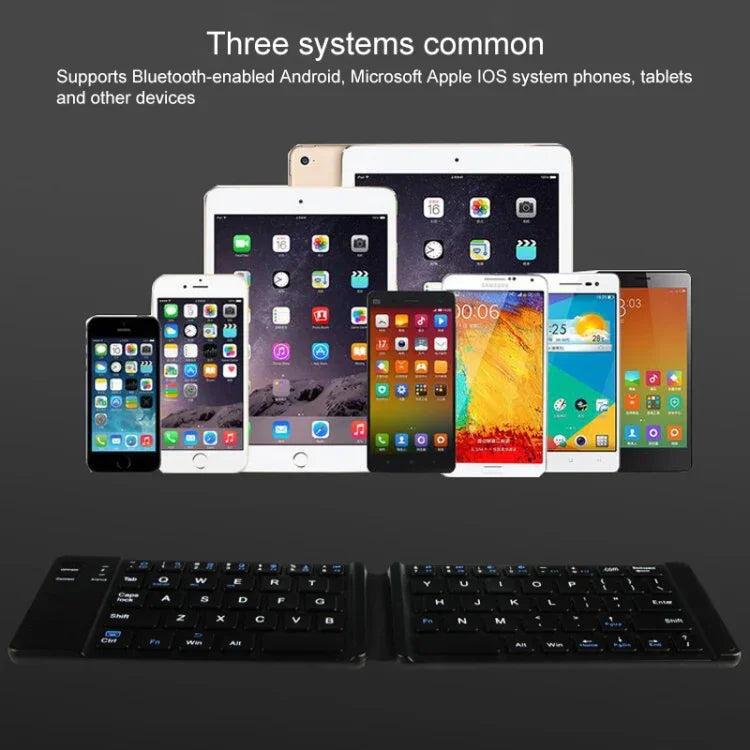 Teclado Bluetooth Sem Fios Dobrável K018 com 67 Teclas e Carregamento USB