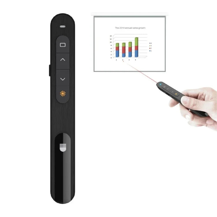 DSIT001 Controlo Remoto para Apresentações Powerpoint Versão Atualizada 2.4GHz Apontador Laser Multifuncional para Multimédia, Distância de Controlo: 100m, DSIT001
