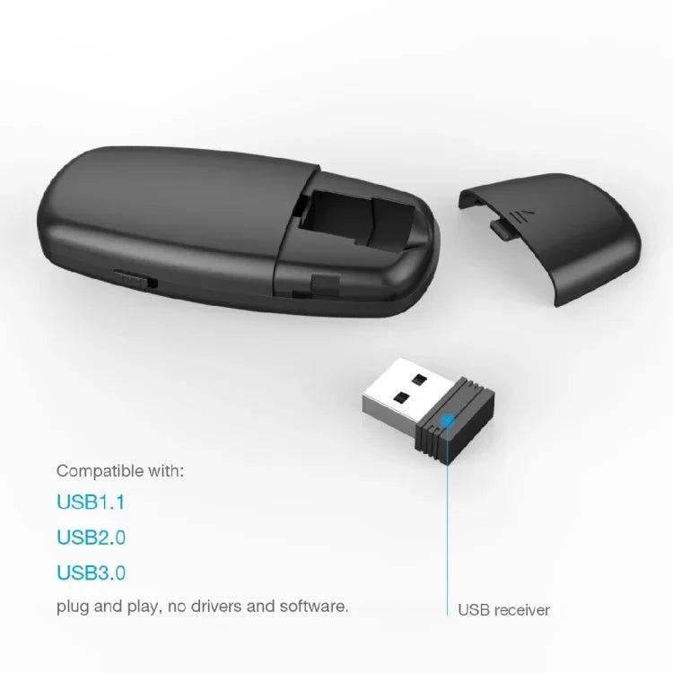 Doosl DSIT011 2.4GHz Mini Rechargeable PowerPoint Presentation Remote Control, Control Distance: 100m(Black)