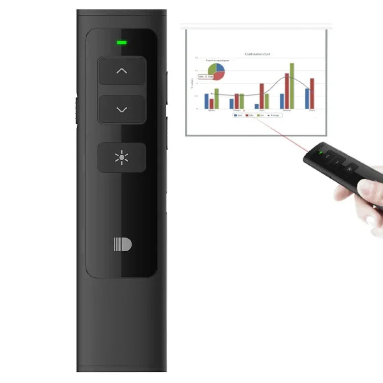Doosl DSIT013 Controlo Remoto Recarregável para Apresentações PowerPoint 2.4GHz Apontador Laser Multifuncional para PowerPoint / Keynote / Prezi, Distância de Controlo: 100m