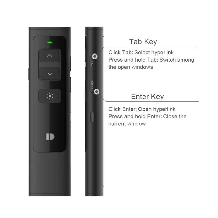 Doosl DSIT013 Controlo Remoto Recarregável para Apresentações PowerPoint 2.4GHz Apontador Laser Multifuncional para PowerPoint / Keynote / Prezi, Distância de Controlo: 100m