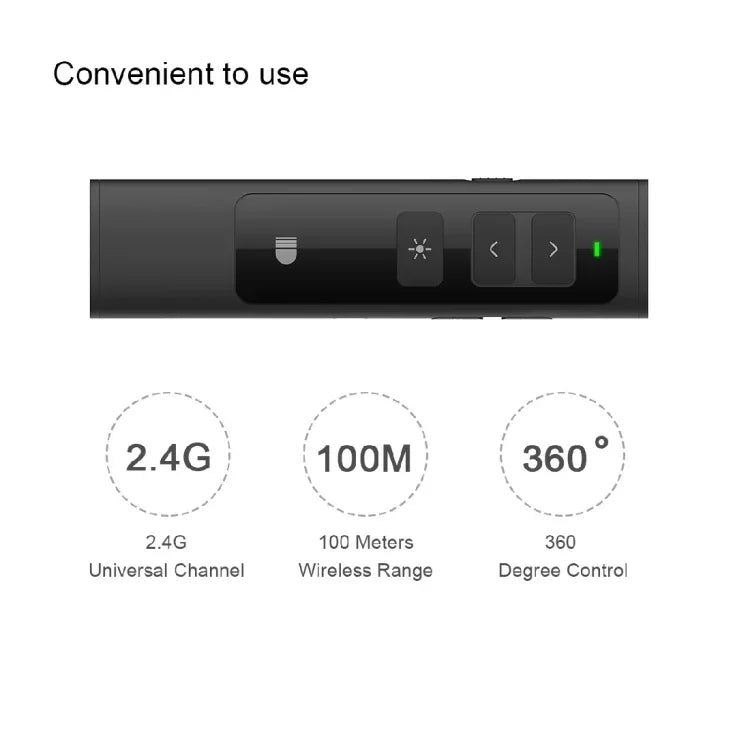 Doosl DSIT013 Controlo Remoto Recarregável para Apresentações PowerPoint 2.4GHz Apontador Laser Multifuncional para PowerPoint / Keynote / Prezi, Distância de Controlo: 100m