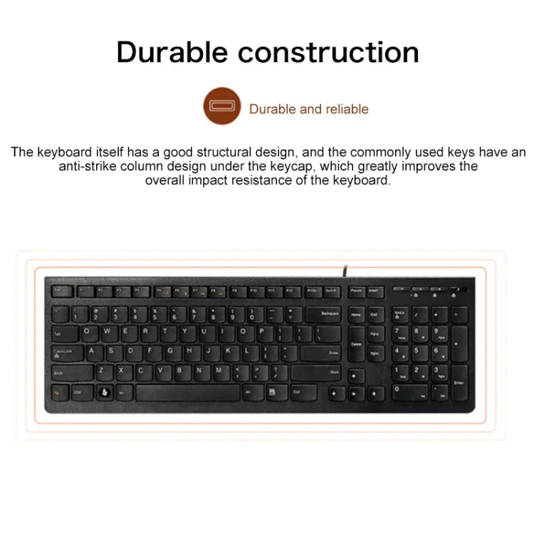 Lenovo K5819 Teclado com Fio Ultra-fino Simples para Escritório, K5819 (Preto)