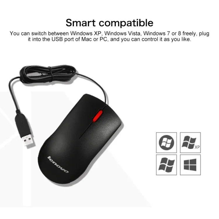 Lenovo M120 Pro Rato com Fio Vermelho para Escritório Fashion, Rato com Fio M120 Pro