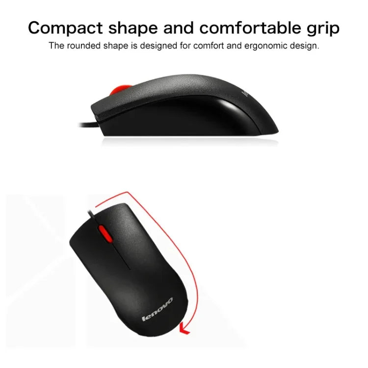 Lenovo M120 Pro Rato com Fio Vermelho para Escritório Fashion, Rato com Fio M120 Pro