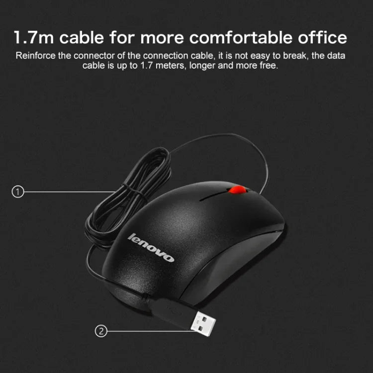 Lenovo M120 Pro Rato com Fio Vermelho para Escritório Fashion, Rato com Fio M120 Pro