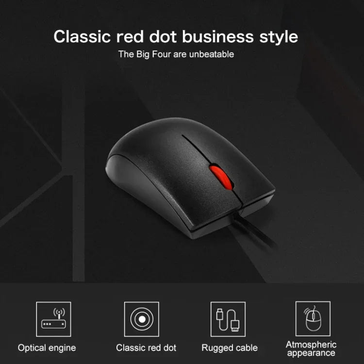 Lenovo M120 Pro Rato com Fio Vermelho para Escritório Fashion, Rato com Fio M120 Pro