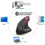 HXSJ T29 Rato Vertical Óptico Ergonómico Bluetooth 3.0 Sem Fios com 6 Teclas 2400 DPI Ajustável, 6 Botões T29 Cinzento