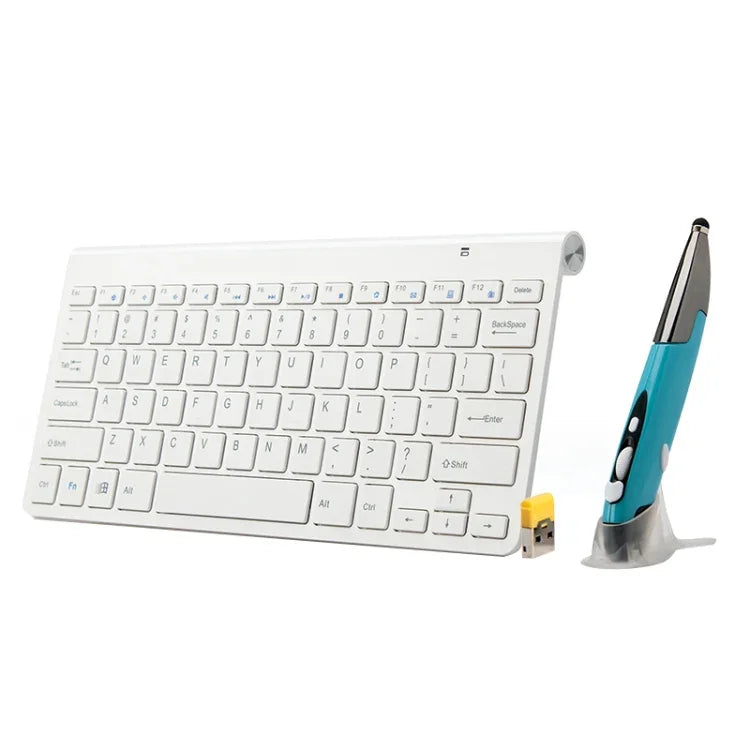KM-909 Teclado Multimédia Sem Fios 2.4GHz + Conjunto de Rato Caneta Óptico Sem Fios com Receptor USB para Computador PC Portátil, Entrega de Cor Aleatória do Rato Caneta, Teclado KM-909 + Rato Caneta (Branco), Teclado KM-909 + Rato Caneta (Preto)