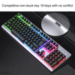YINDIAO K002 Teclado com Fio com Sensação Mecânica e Iluminação RGB + Conjunto de Rato Óptico Silencioso, Iluminação RGB / Silencioso / Preto, Iluminação RGB / Branco