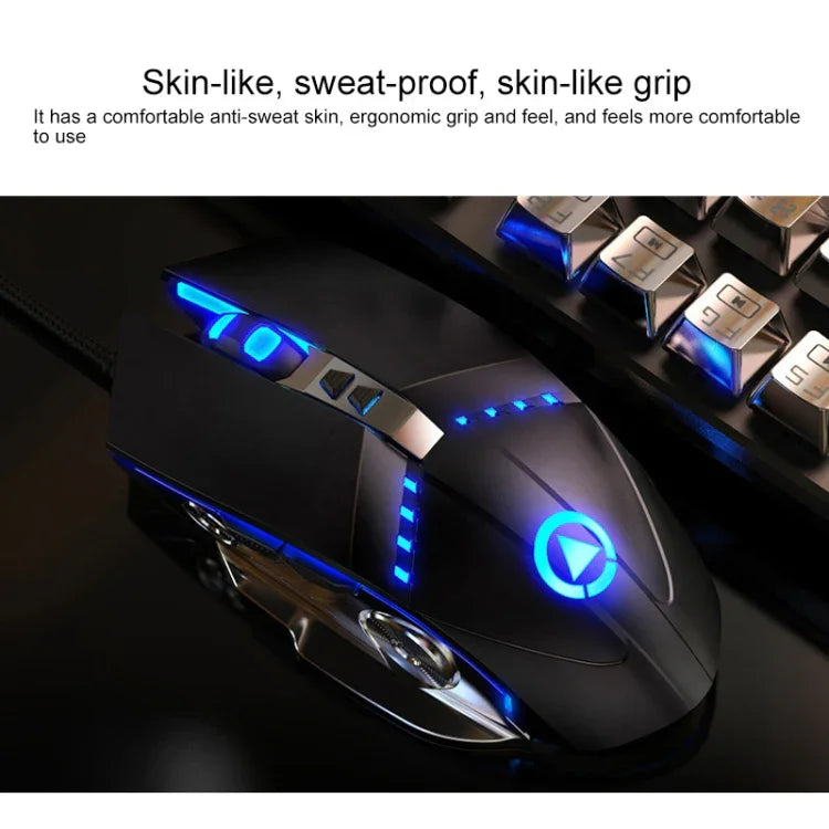 YINDIAO K002 Teclado com Fio com Sensação Mecânica e Iluminação RGB + Conjunto de Rato Óptico Silencioso, Iluminação RGB / Silencioso / Preto, Iluminação RGB / Branco