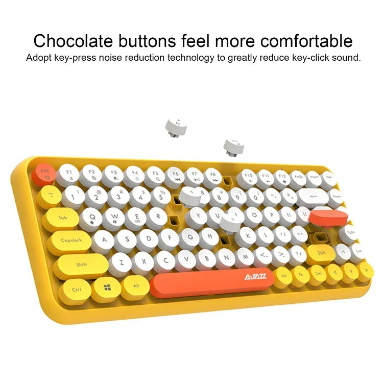 Ajazz 308I Teclado Sem Fios para Tablet, Telemóvel, Computador, Escritório e Casa, Preto