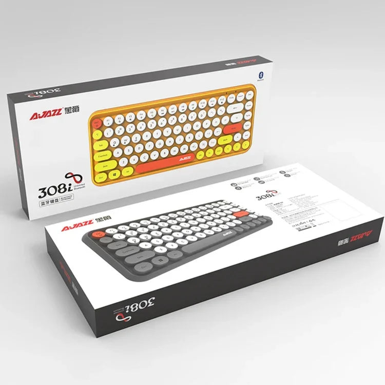Ajazz 308I Teclado Sem Fios para Tablet, Telemóvel, Computador, Escritório e Casa, Preto