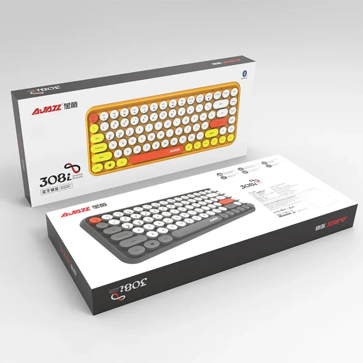 Ajazz 308I Teclado Bluetooth 84 Teclas para Tablet, Telemóvel, Computador, Escritório e Casa, Amarelo