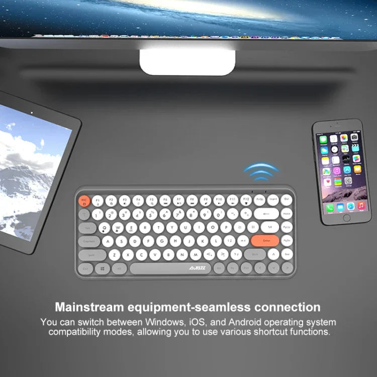 Ajazz 308I Teclado Bluetooth 84 Teclas para Tablet, Telemóvel, Computador, Escritório e Casa, Amarelo