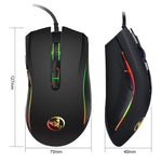 HXSJ A869 Rato Óptico com Fio para Jogos 7 Teclas 3200 DPI Ajustável com Iluminação Colorida, A869