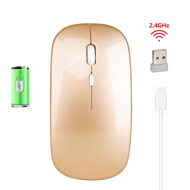 HXSJ M80 Rato Óptico Sem Fios 2.4GHz 1600DPI Ajustável em Três Velocidades e Silencioso, Dourado, Rosa Dourado, Prateado, Branco, Preto, Cinzento