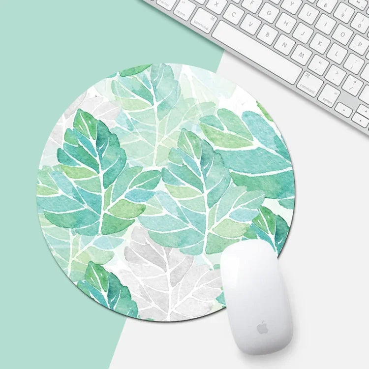 Tapete de Rato Circular com Padrão de Girassol Verde, Diâmetro: 22cm, Girassol Verde