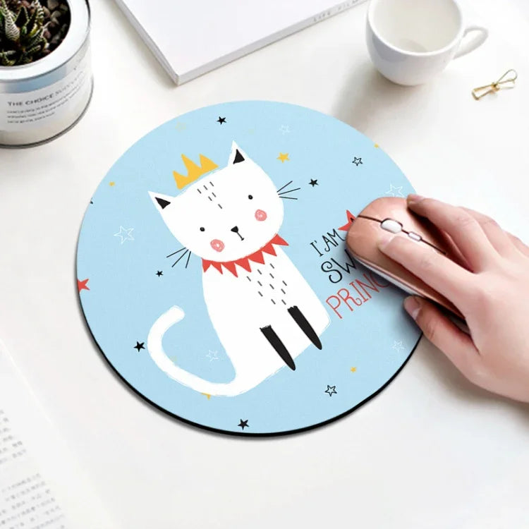 Tapete de Rato Circular com Padrão de Gato Princesa, Diâmetro: 22cm, Gato Princesa