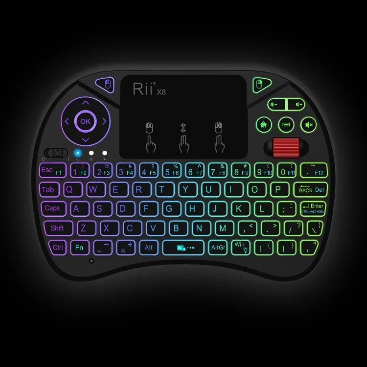 Combo Touchpad 2,5 polegadas com Retroiluminação (Preto), Rii X8