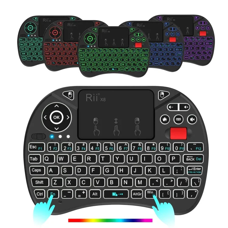 Combo Touchpad 2,5 polegadas com Retroiluminação (Preto), Rii X8