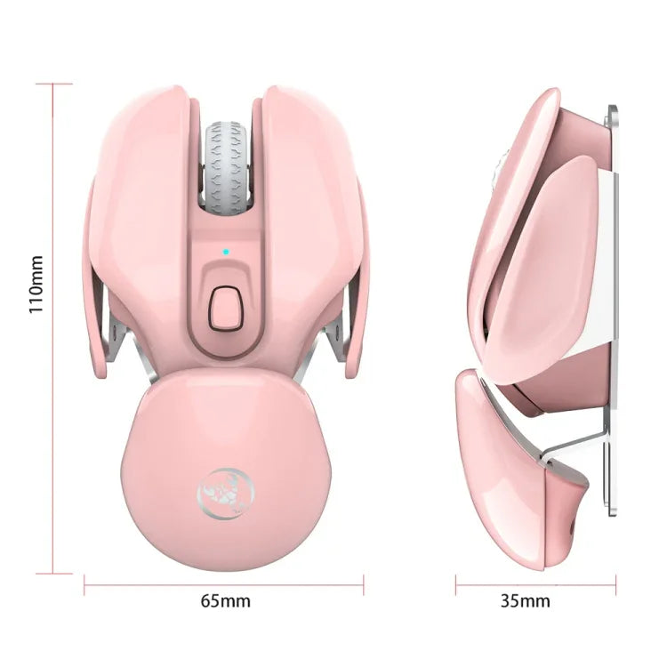 Rato Sem Fios Silencioso Ajustável HXSJ T37 2.4GHz 1600dpi 3 Modos, T37 Rosa