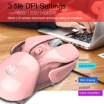 Rato Sem Fios Silencioso Ajustável HXSJ T37 2.4GHz 1600dpi 3 Modos, T37 Rosa