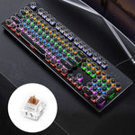 Teclado Gaming Mecânico USB com Luz Mista Punk Eletroplatinada YINDIAO, Teclas Tea, Punk Eletroplatinado, Teclas Tea (Preto)