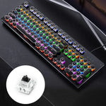 Teclado Gaming Mecânico USB com Luz Mista Punk Eletroplatinada YINDIAO, Teclas Pretas, Punk Eletroplatinado, Teclas Pretas (Preto)