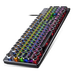 Teclado Gaming Mecânico USB com Luz Mista Punk Eletroplatinada YINDIAO, Teclas Pretas, Punk Eletroplatinado, Teclas Pretas (Preto)