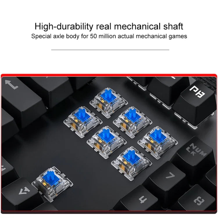 Teclado Gaming Mecânico USB com Luz Mista Punk Eletroplatinada YINDIAO, Teclas Pretas, Punk Eletroplatinado, Teclas Pretas (Preto)