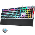 Teclado Gaming USB com 108 Teclas, Luz Mista, Punk Eletroplatinado, Interruptor Azul Mecânico AULA F2088 com Botão Metálico, Interruptor Azul Prateado