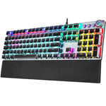 Teclado Gaming USB com 108 Teclas, Luz Mista, Punk Eletroplatinado, Interruptor Azul Mecânico AULA F2088 com Botão Metálico, Interruptor Azul Prateado