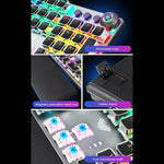 Teclado Gaming USB com 108 Teclas, Luz Mista, Punk Eletroplatinado, Interruptor Azul Mecânico AULA F2088 com Botão Metálico, Interruptor Azul Prateado