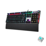 Teclado Gaming USB com 108 Teclas, Luz Mista, Interruptor Azul Mecânico AULA F2088 com Botão Metálico, Interruptor Azul Preto