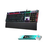 Teclado Gaming USB com 108 Teclas, Luz Mista, Interruptor Azul Mecânico AULA F2088 com Botão Metálico, Interruptor Azul Preto