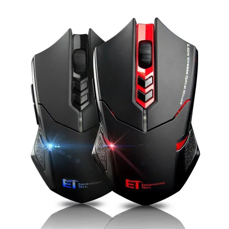 Rato Gaming Sem Fios Silencioso ET X-08 7 Teclas 2400DPI 2.4G com Receptor USB e Luz de Fundo Colorida