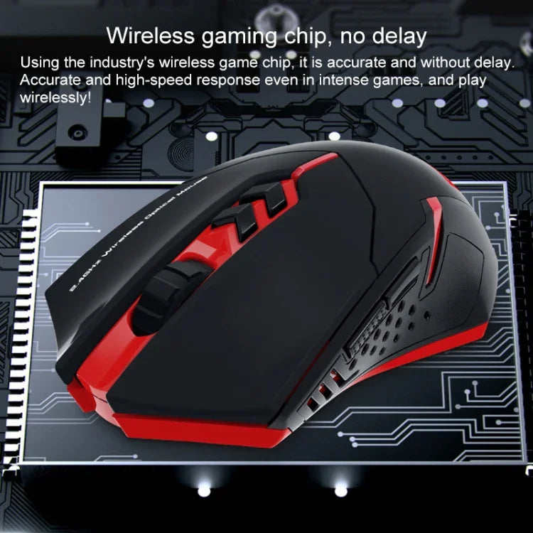 Rato Gaming Sem Fios Silencioso ET X-08 7 Teclas 2400DPI 2.4G com Receptor USB e Luz de Fundo Colorida