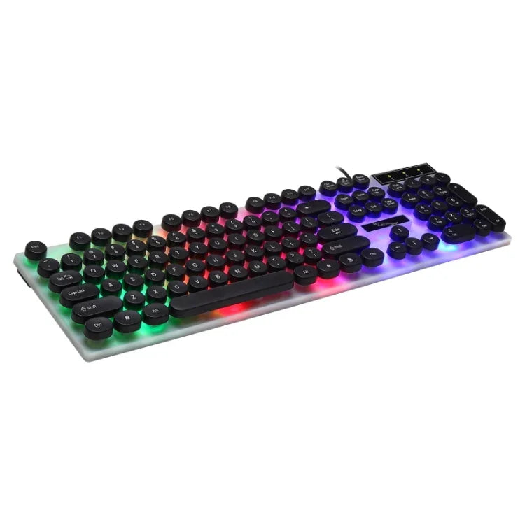 Teclado Mecânico com Teclas Flutuantes à Prova de Água Chasing Leopard G21 USB 104 Teclas Punk Redondo com Luz de Fundo Colorida, Comprimento: 1,3m
