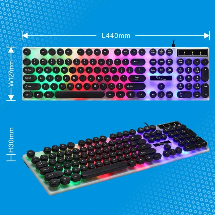 Teclado Mecânico com Teclas Flutuantes à Prova de Água Chasing Leopard G21 USB 104 Teclas Punk Redondo com Luz de Fundo Colorida, Comprimento: 1,3m