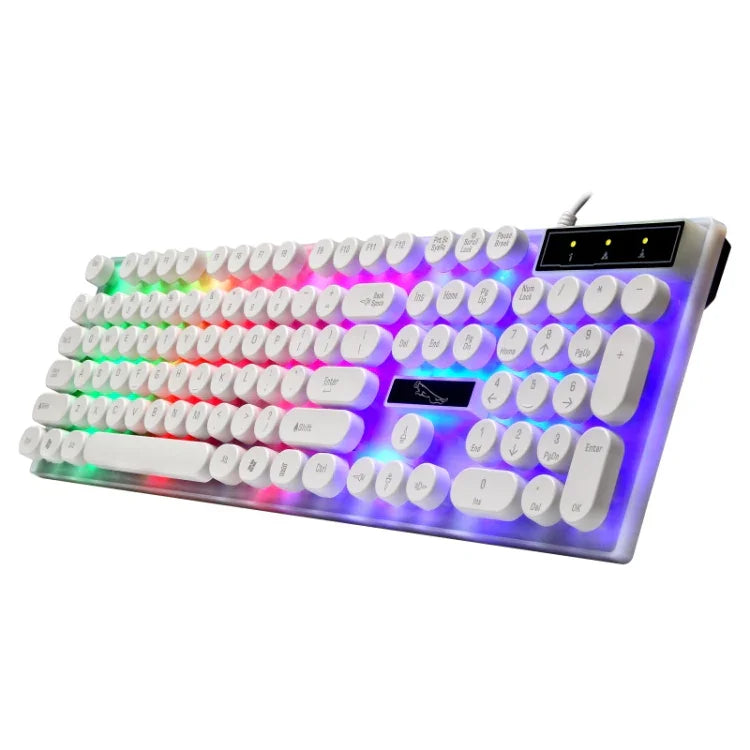 Teclado Mecânico com Teclas Flutuantes à Prova de Água Chasing Leopard G21 USB 104 Teclas Punk Redondo com Luz de Fundo Colorida, Comprimento: 1,3m