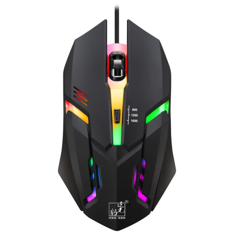 Rato Óptico Gaming USB Chasing Leopard K2 com Luz LED, 1600DPI, Ajuste de Três Velocidades, Comprimento: 1,3m, K2