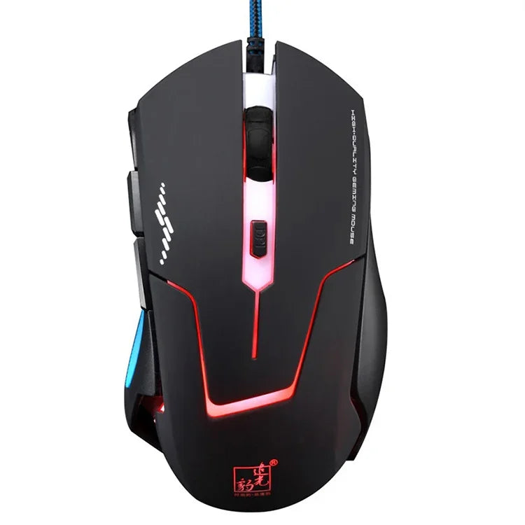 Rato Óptico Gaming USB Chasing Leopard T7 6 Teclas 2400DPI com Luz de Fundo, Ajuste de Três Velocidades, Peso Contrabalançado Integrado, Comprimento: 1,8m, T7