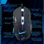 Rato Óptico Gaming USB Chasing Leopard T7 6 Teclas 2400DPI com Luz de Fundo, Ajuste de Três Velocidades, Peso Contrabalançado Integrado, Comprimento: 1,8m, T7