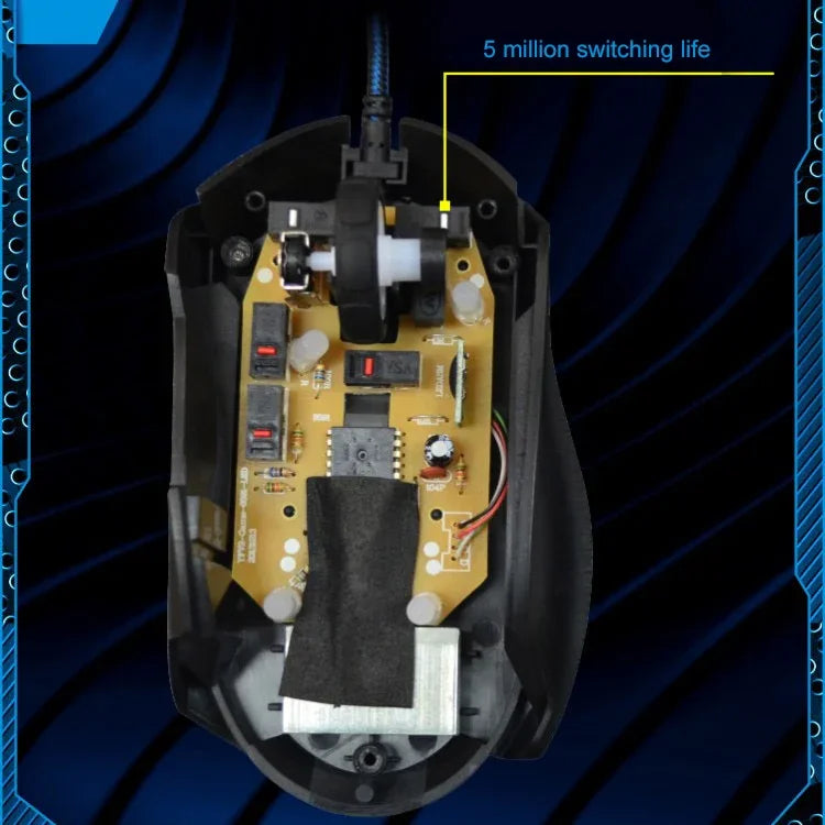 Rato Óptico Gaming USB Chasing Leopard T7 6 Teclas 2400DPI com Luz de Fundo, Ajuste de Três Velocidades, Peso Contrabalançado Integrado, Comprimento: 1,8m, T7