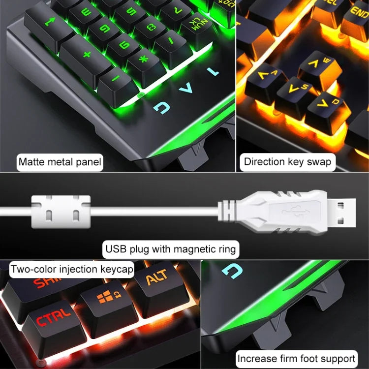 Conjunto Teclado e Rato Gaming com Sensação Mecânica Silenciosa YINDIAO V2